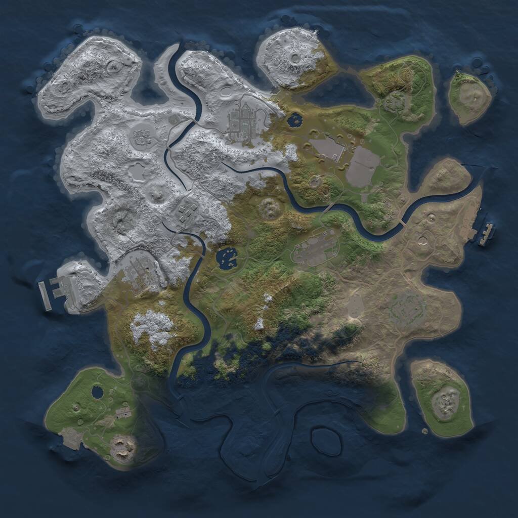 Rust Map: Procedural Map, Size: 3500, Seed: 908588634, 14 Monuments