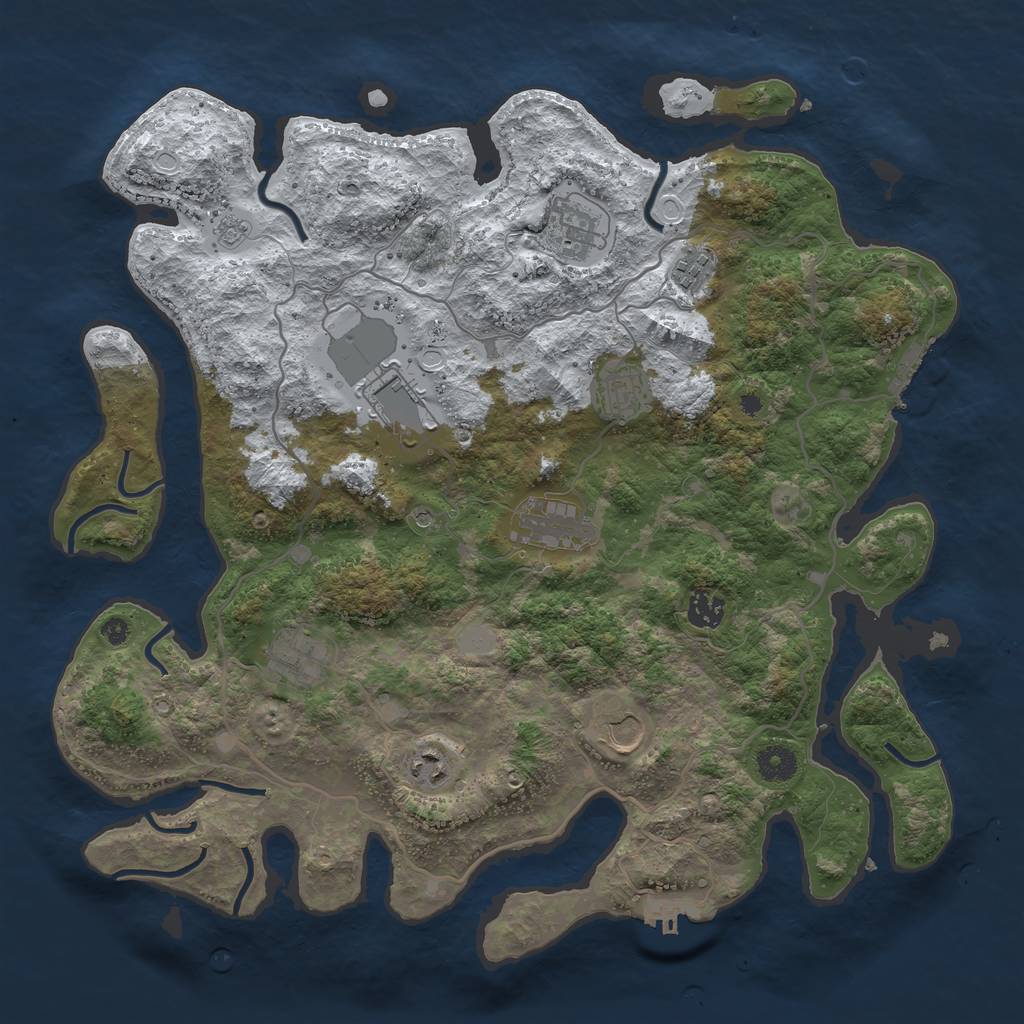Rust Map: Procedural Map, Size: 4000, Seed: 4649, 18 Monuments