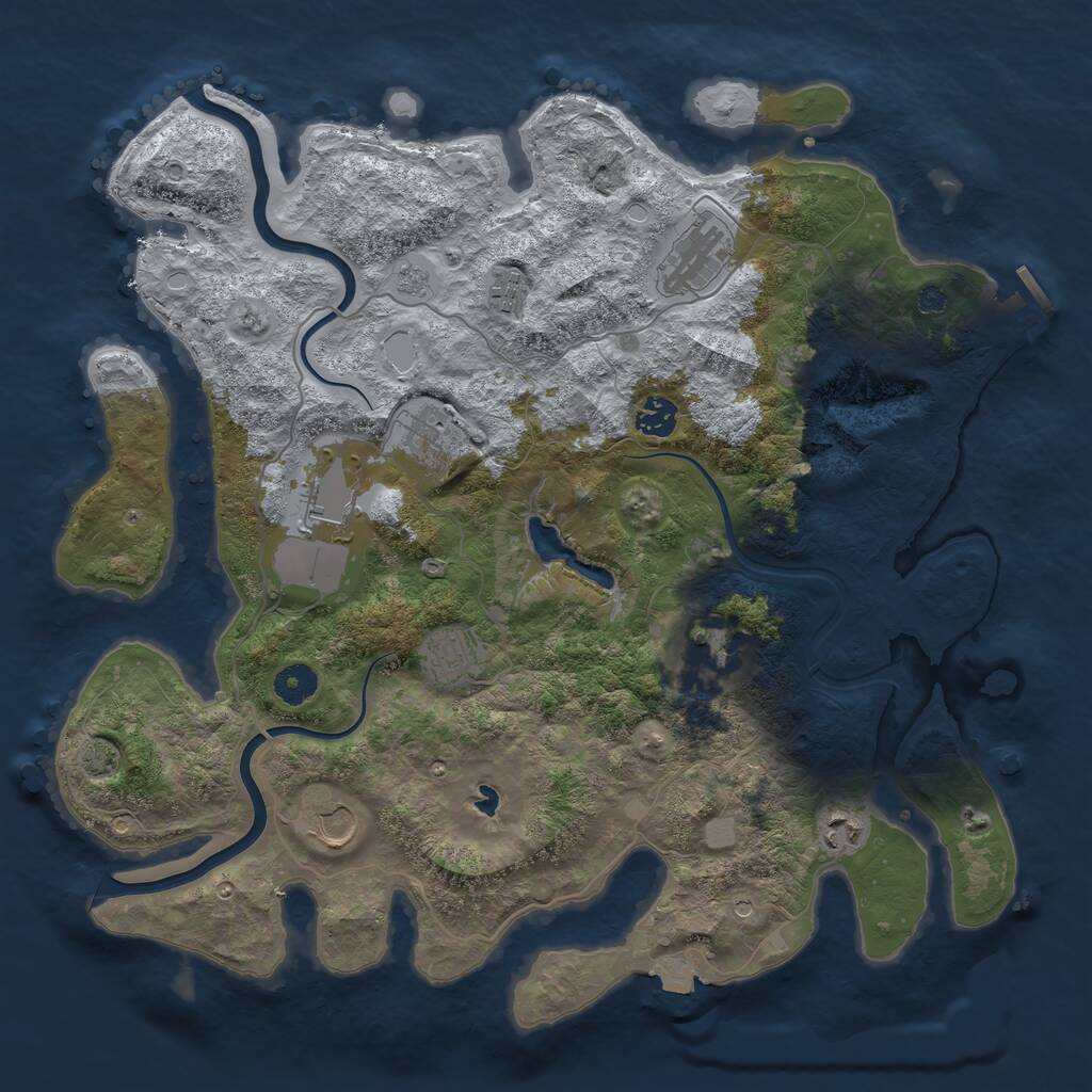 Rust Map: Procedural Map, Size: 4000, Seed: 4649, 14 Monuments