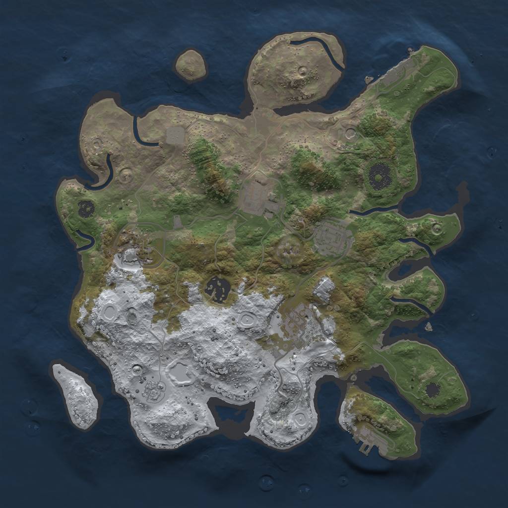 Rust Map: Procedural Map, Size: 3000, Seed: 4498, 14 Monuments