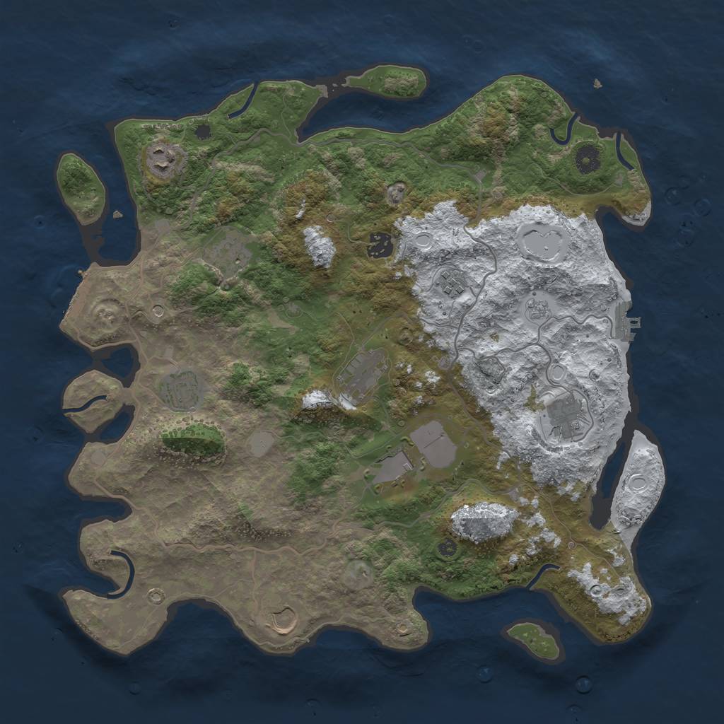 Rust Map: Procedural Map, Size: 4000, Seed: 1077625679, 18 Monuments