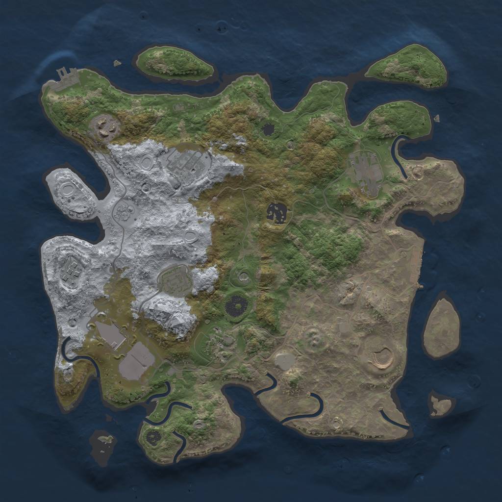 Rust Map: Procedural Map, Size: 3500, Seed: 907844147, 18 Monuments