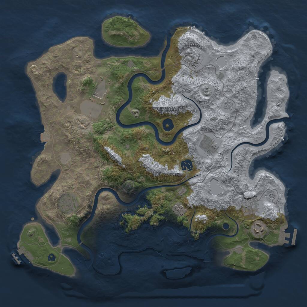 Rust Map: Procedural Map, Size: 3850, Seed: 1294252490, 14 Monuments