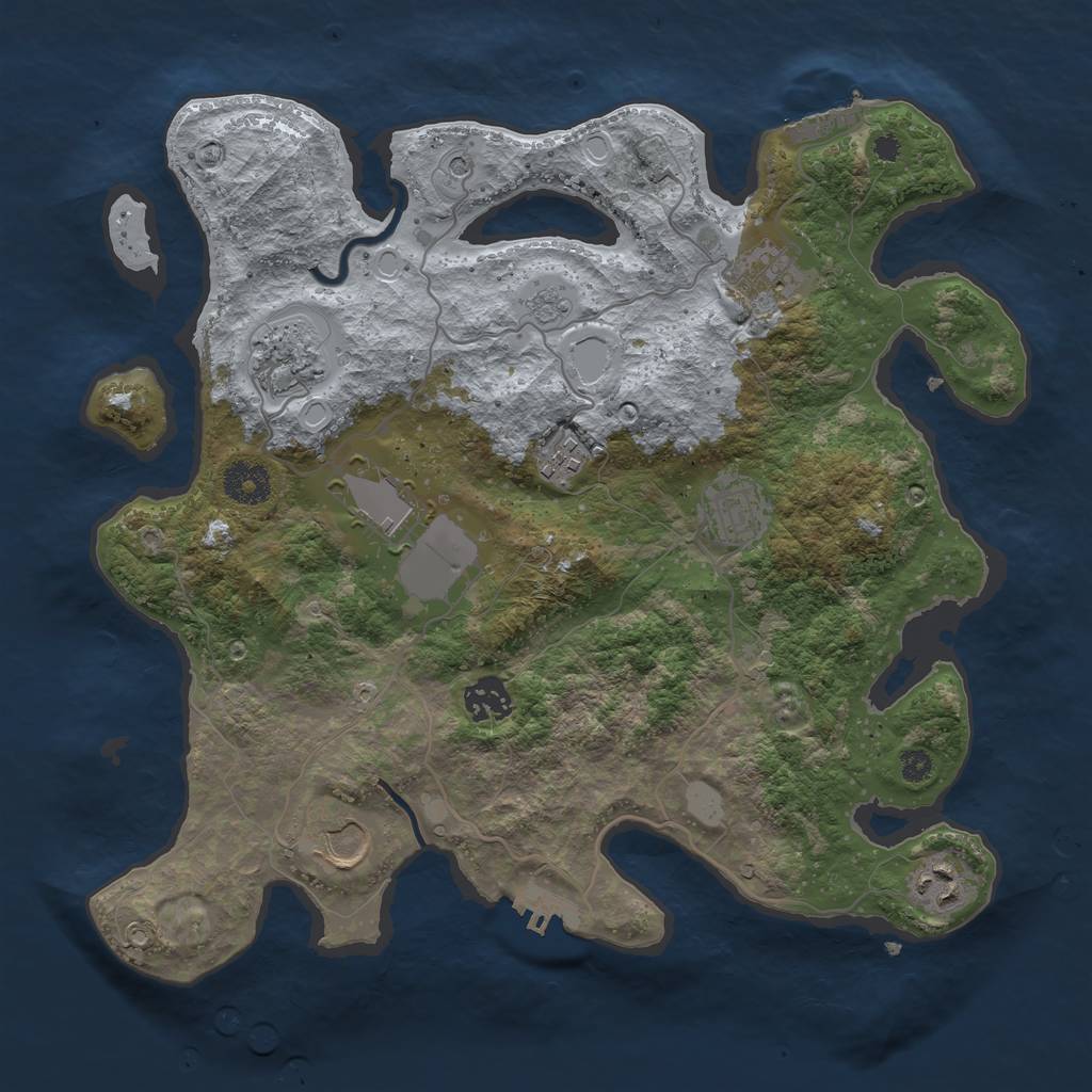 Rust Map: Procedural Map, Size: 3500, Seed: 1268630081, 17 Monuments