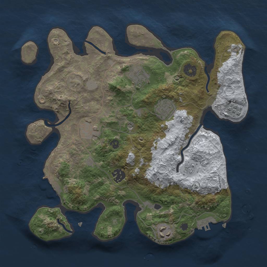 Rust Map: Procedural Map, Size: 3000, Seed: 2443304, 15 Monuments