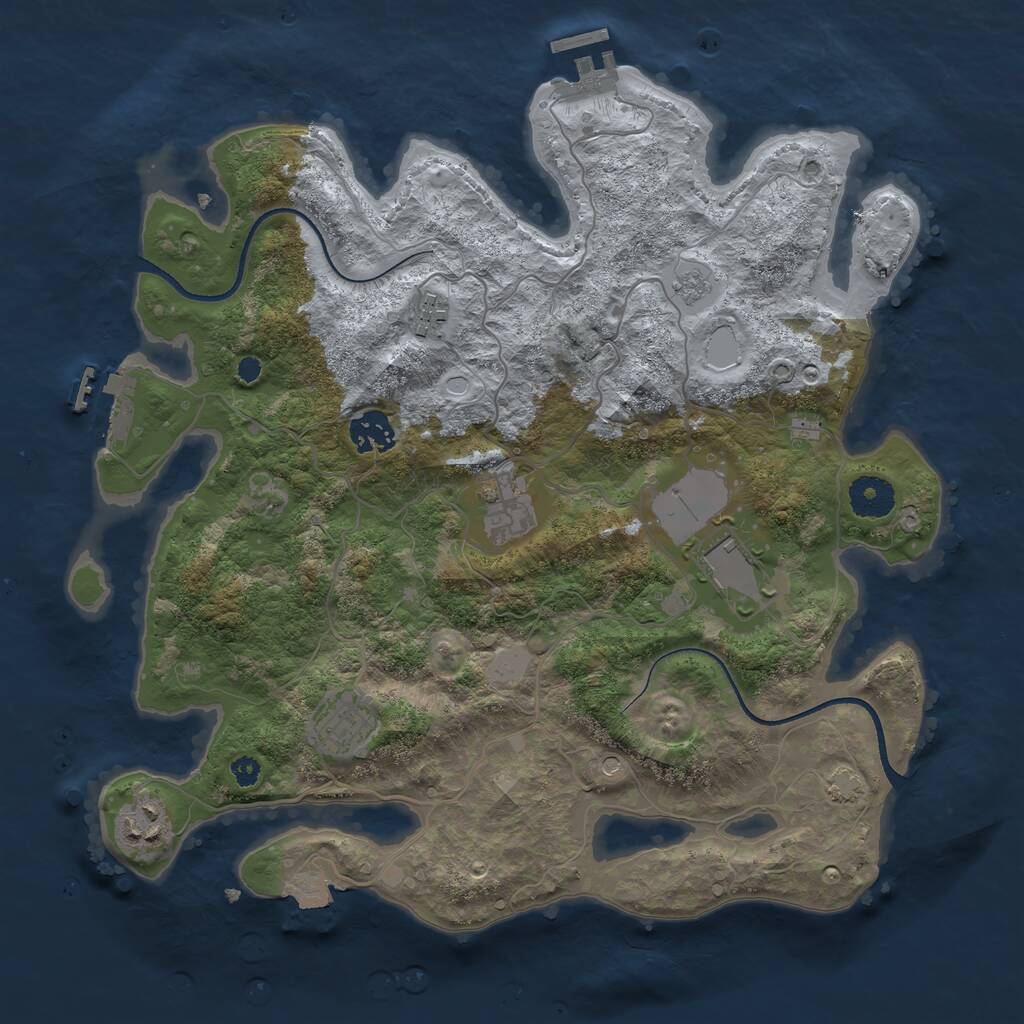 Rust Map: Procedural Map, Size: 3500, Seed: 5513, 12 Monuments