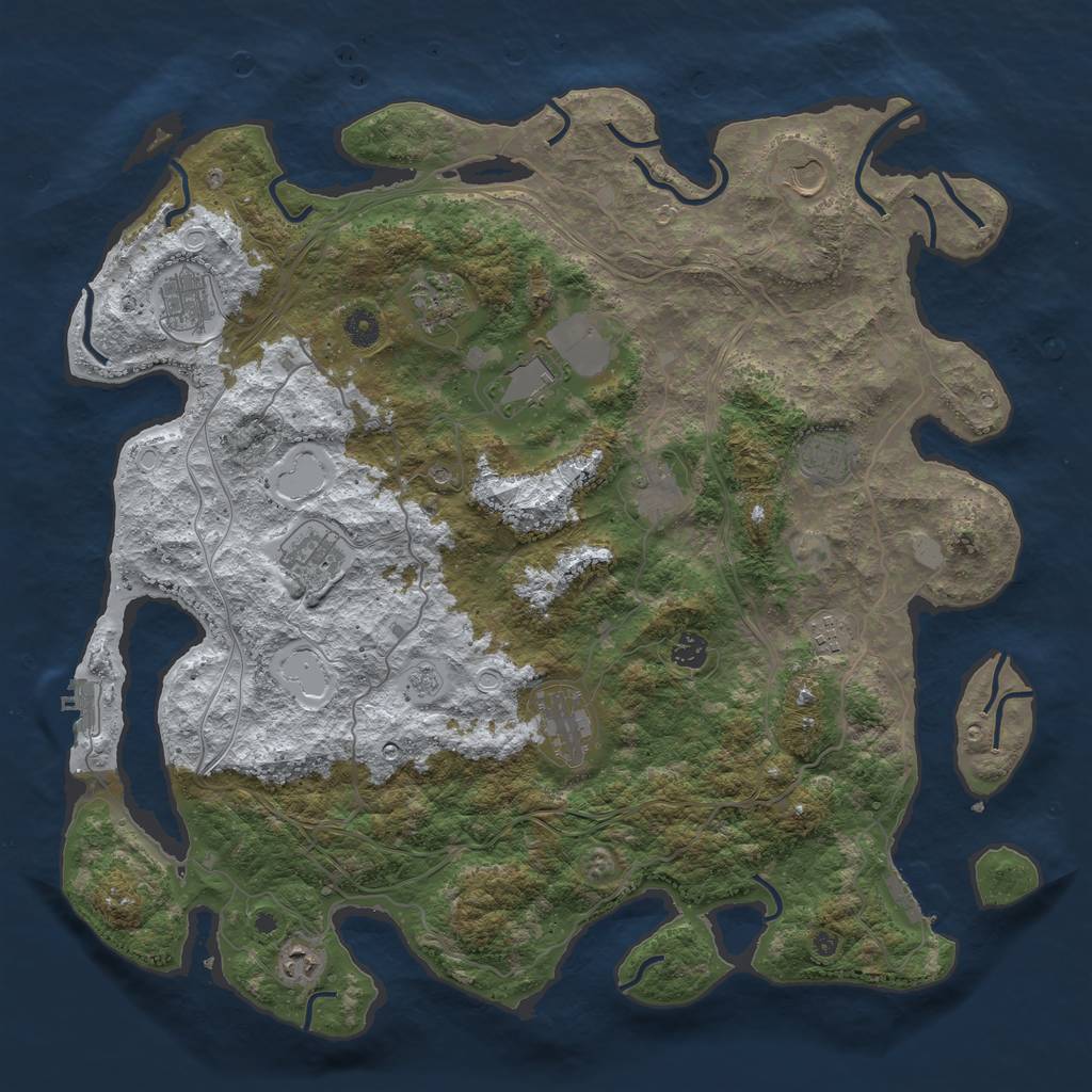 Rust Map: Procedural Map, Size: 4500, Seed: 208339145, 20 Monuments