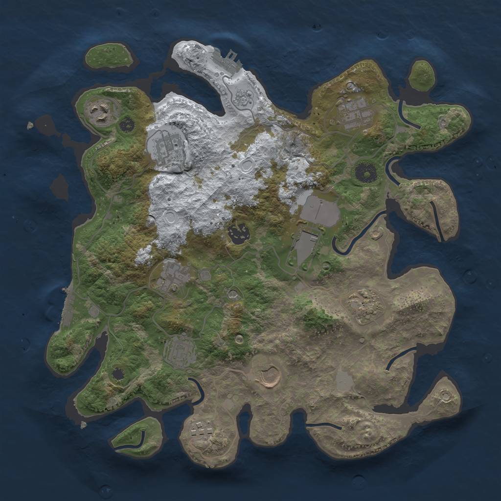 Rust Map: Procedural Map, Size: 3500, Seed: 1450578208, 19 Monuments