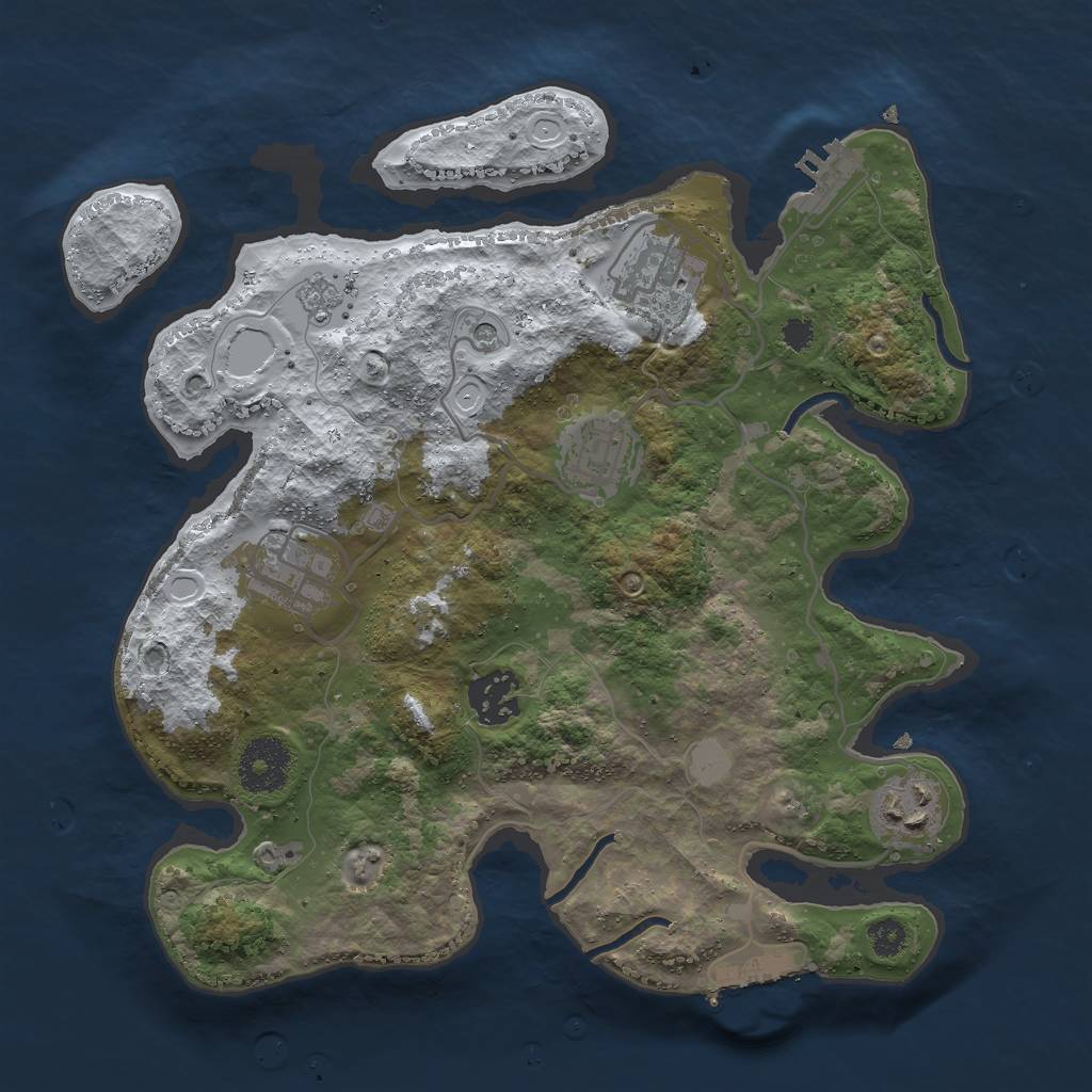 Rust Map: Procedural Map, Size: 3000, Seed: 2383, 14 Monuments