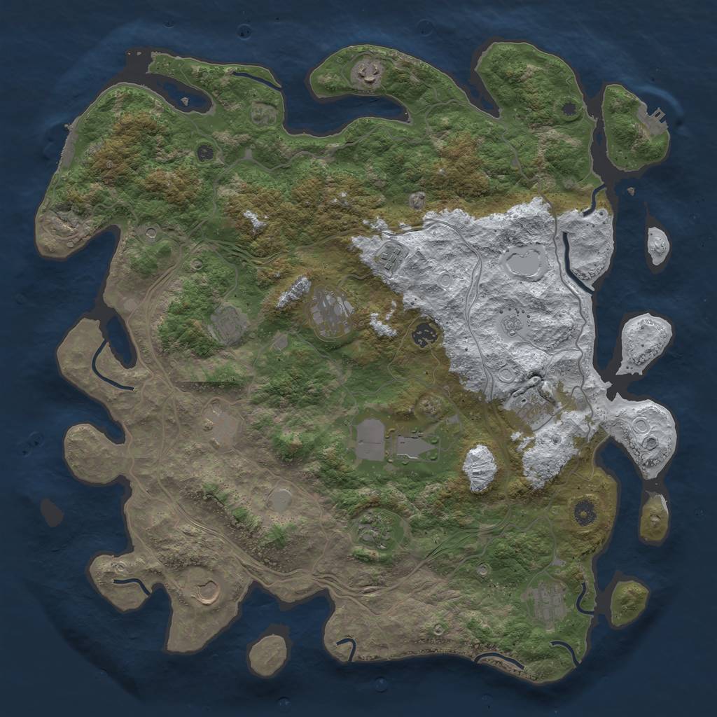 Rust Map: Procedural Map, Size: 4500, Seed: 391341703, 20 Monuments