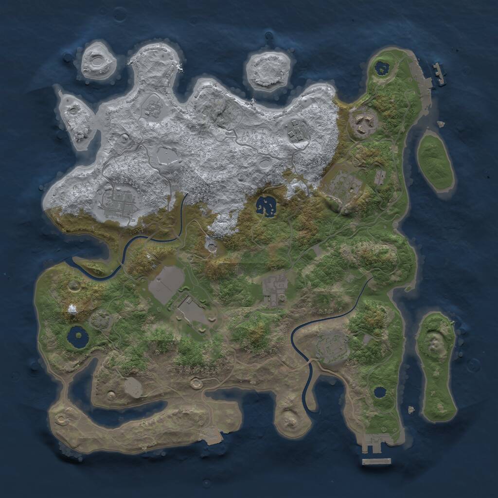 Rust Map: Procedural Map, Size: 3500, Seed: 48, 14 Monuments