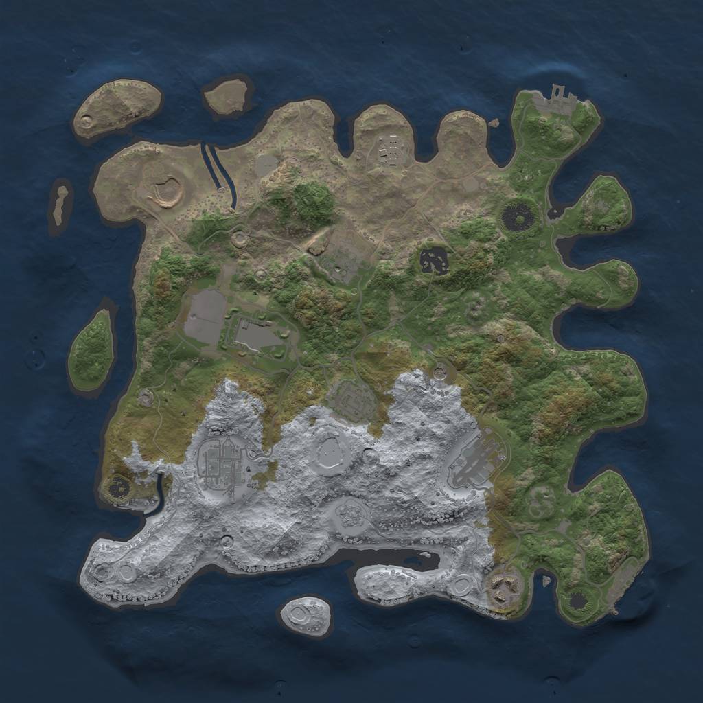 Rust Map: Procedural Map, Size: 3500, Seed: 1209483093, 18 Monuments