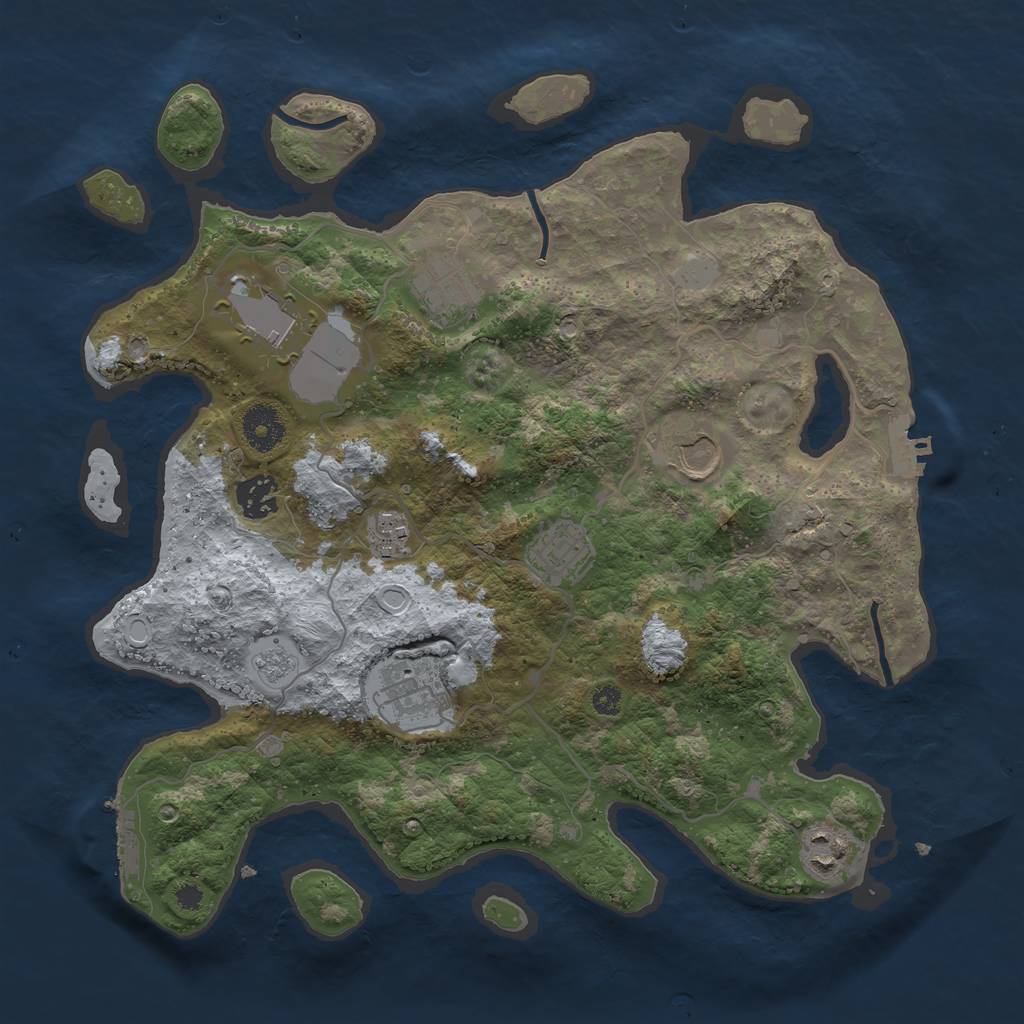 Rust Map: Procedural Map, Size: 3500, Seed: 1928885346, 16 Monuments