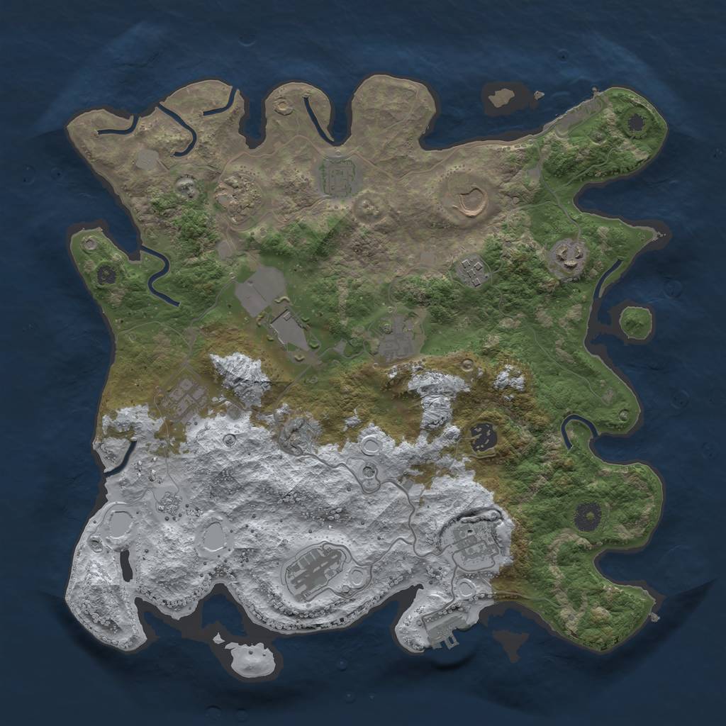 Rust Map: Procedural Map, Size: 3800, Seed: 1222965652, 20 Monuments