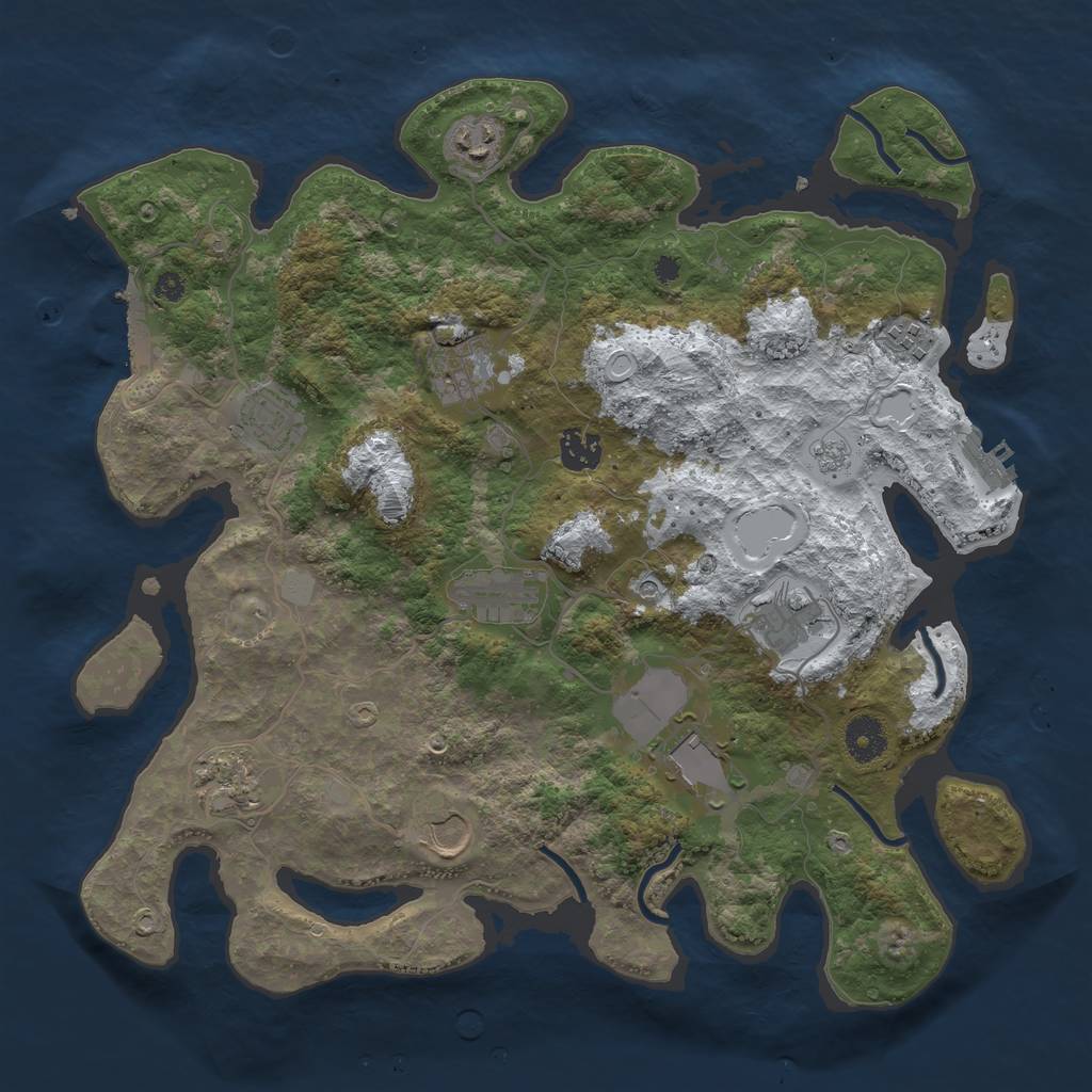 Rust Map: Procedural Map, Size: 3750, Seed: 106425, 19 Monuments