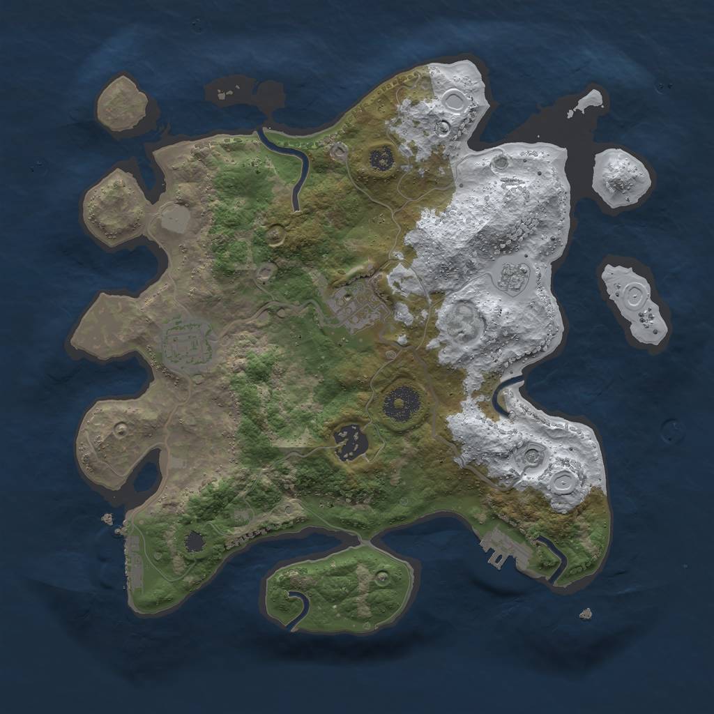 Rust Map: Procedural Map, Size: 3000, Seed: 1737439134, 12 Monuments