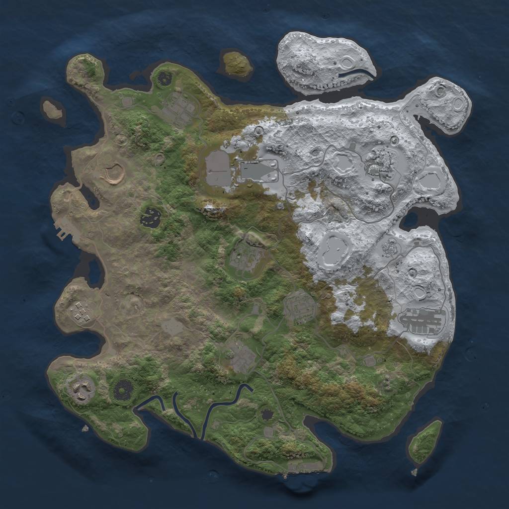 Rust Map: Procedural Map, Size: 3700, Seed: 905518284, 19 Monuments