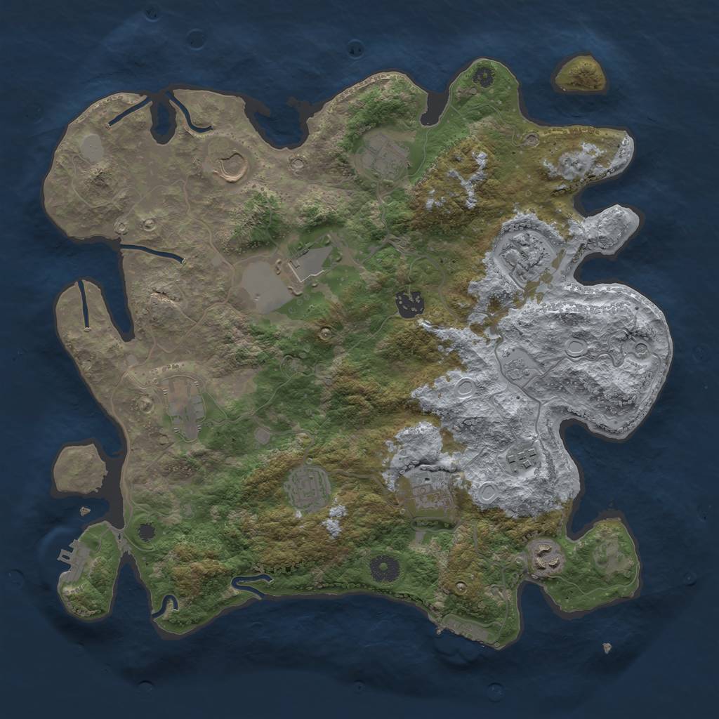 Rust Map: Procedural Map, Size: 3700, Seed: 1228381910, 19 Monuments