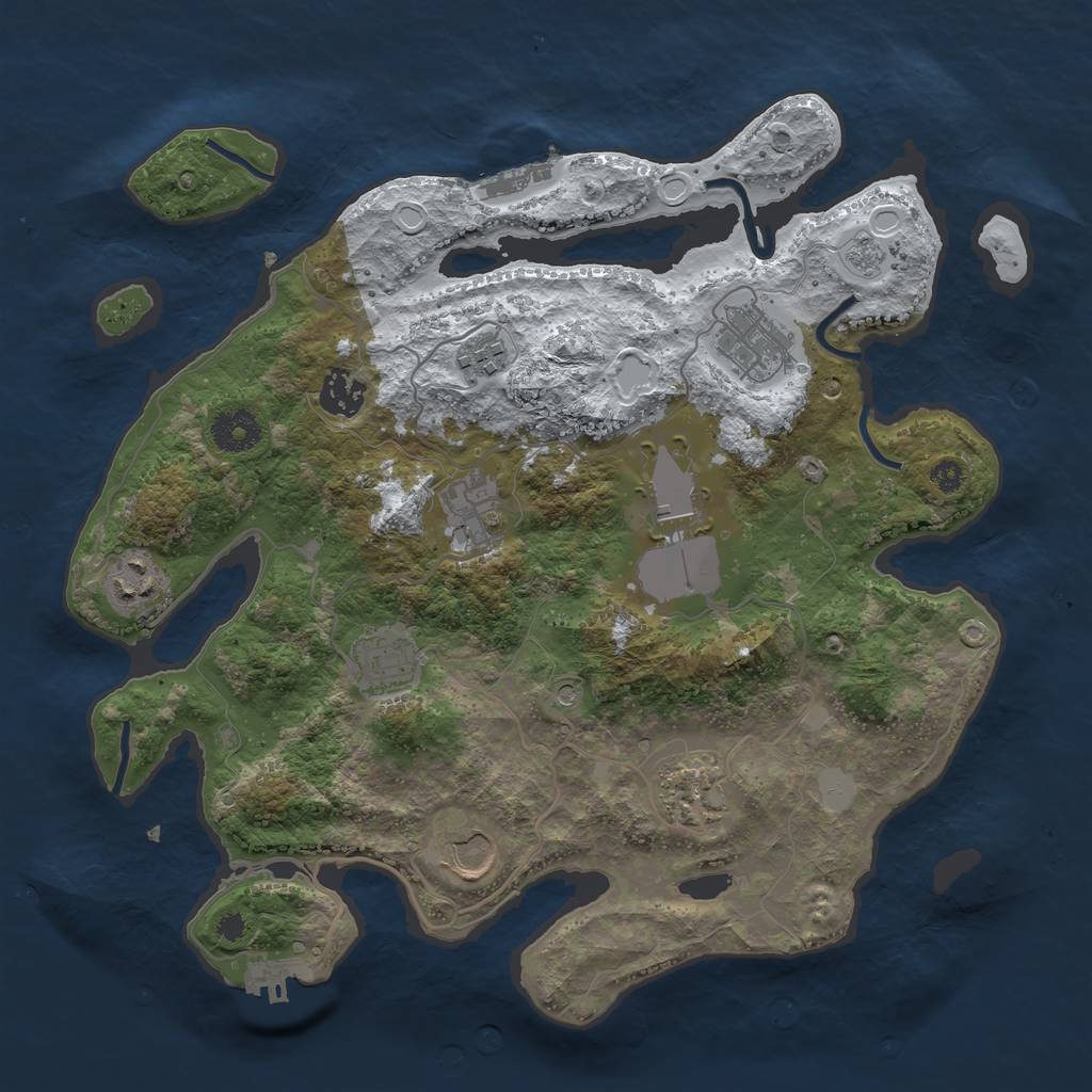 Rust Map: Procedural Map, Size: 3500, Seed: 1706984428, 18 Monuments
