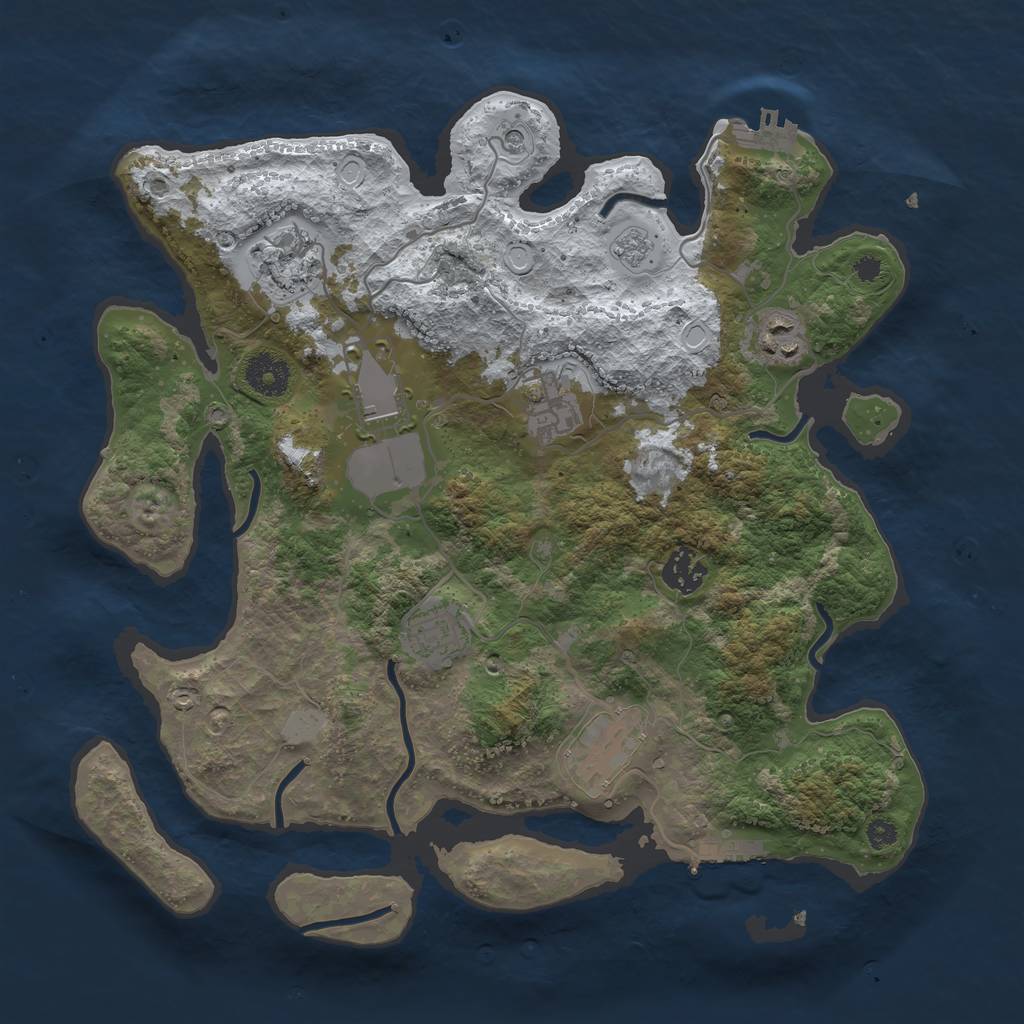 Rust Map: Procedural Map, Size: 3500, Seed: 1791761586, 16 Monuments
