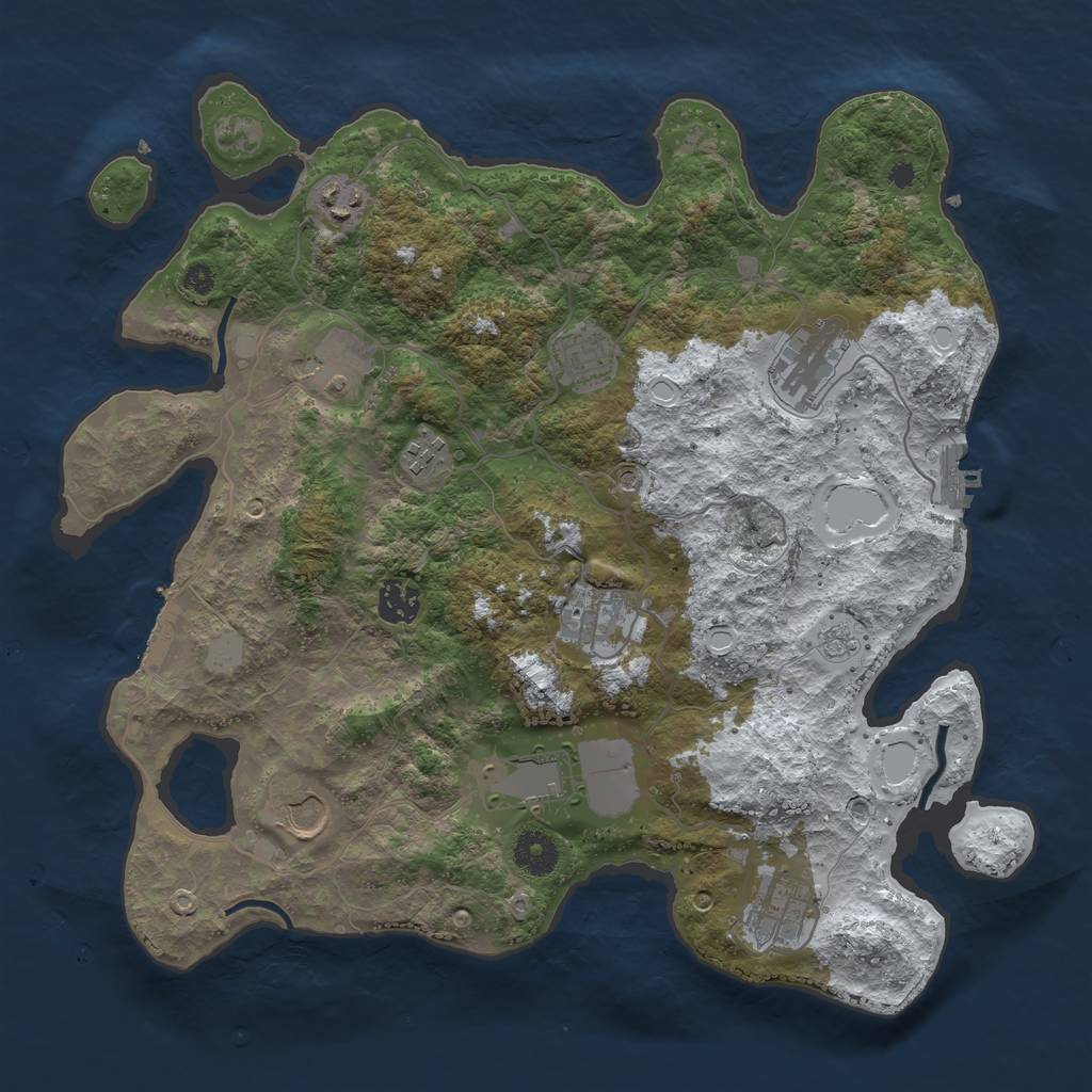 Rust Map: Procedural Map, Size: 3700, Seed: 633602329, 19 Monuments