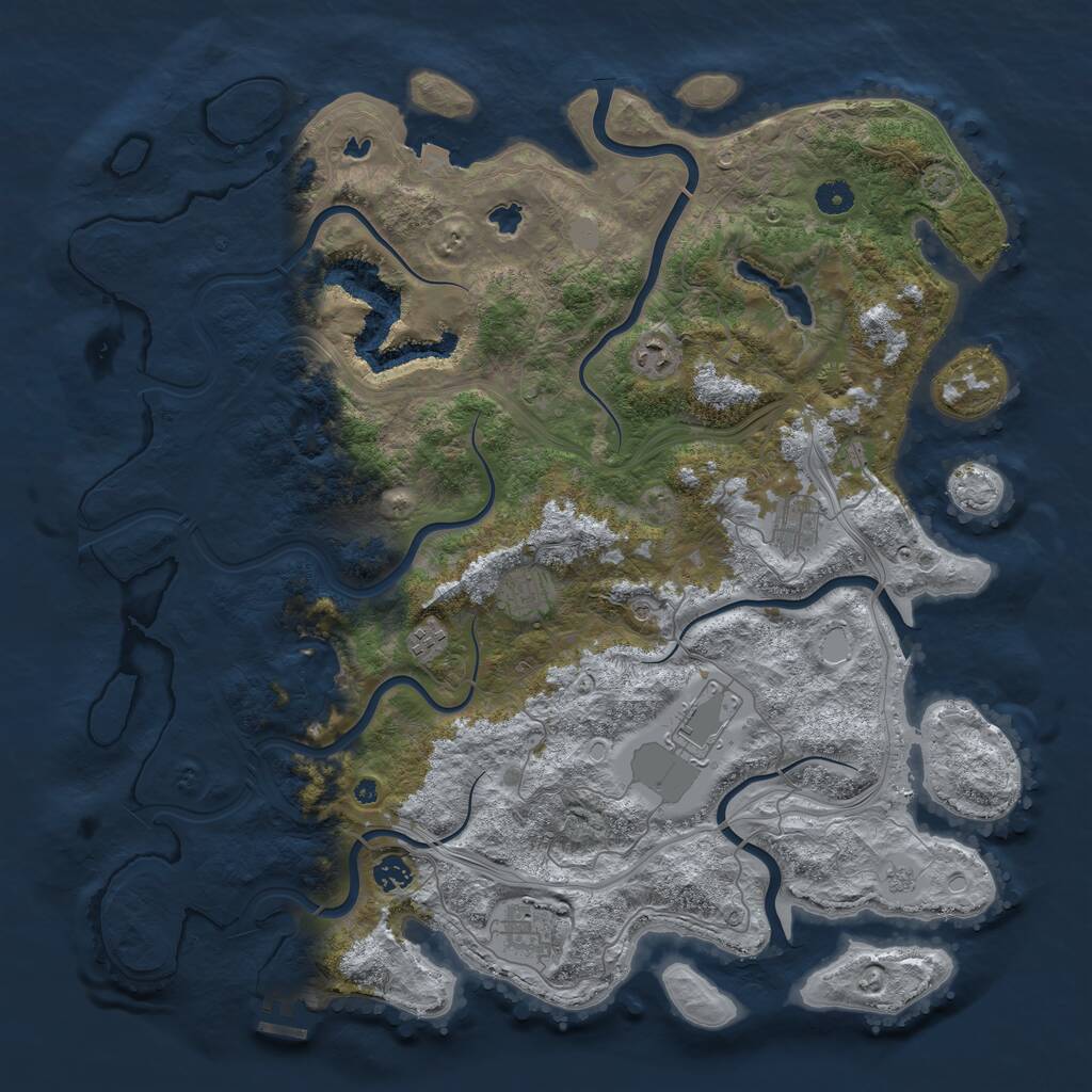 Rust Map: Procedural Map, Size: 4500, Seed: 51405, 12 Monuments