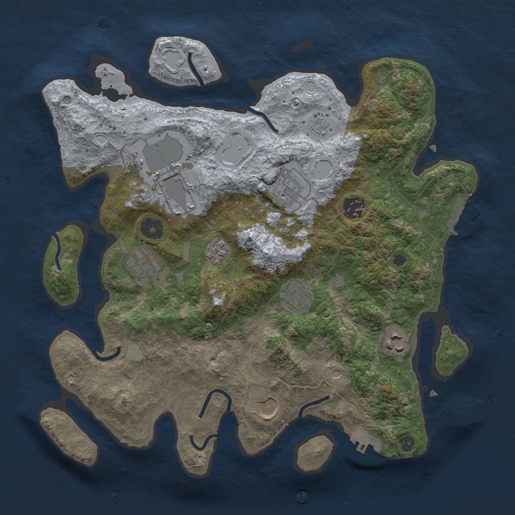 Rust Map: Procedural Map, Size: 3500, Seed: 198369188, 17 Monuments