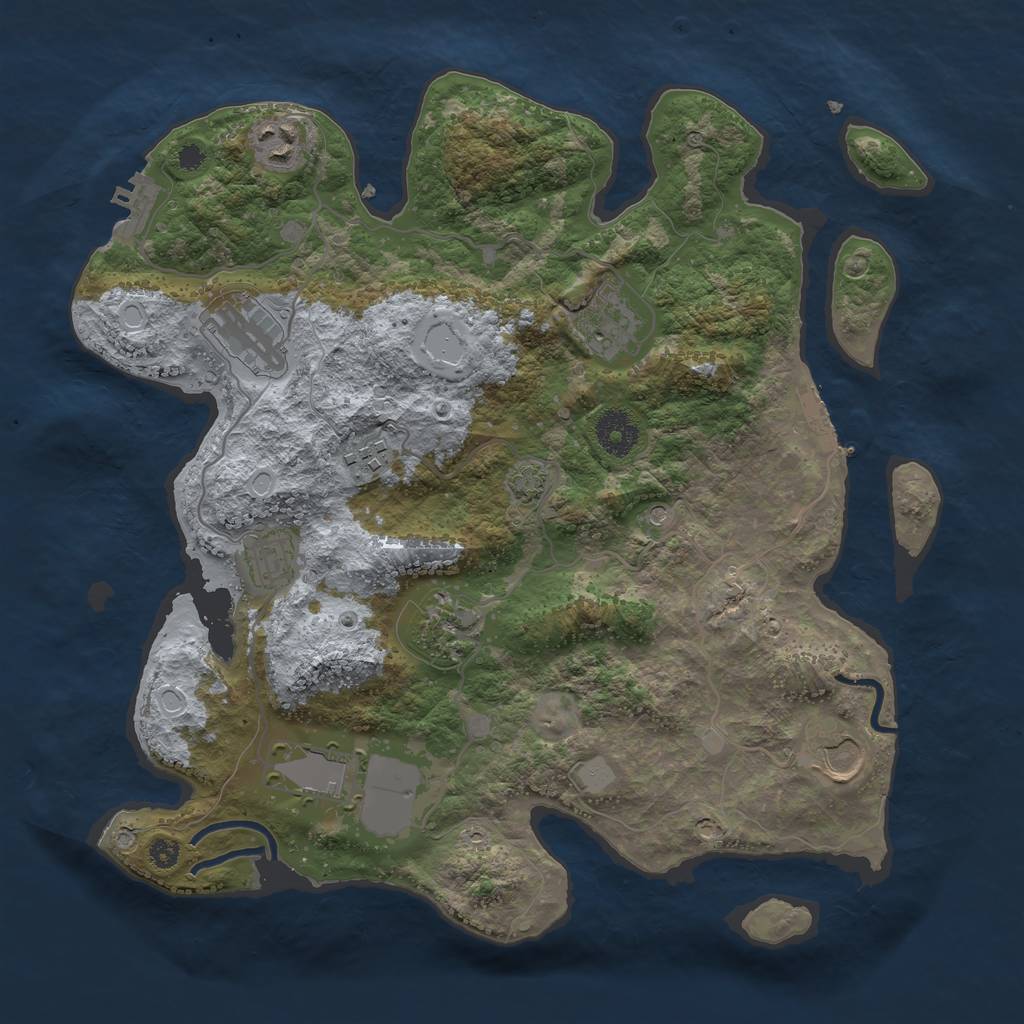 Rust Map: Procedural Map, Size: 3500, Seed: 746545658, 15 Monuments