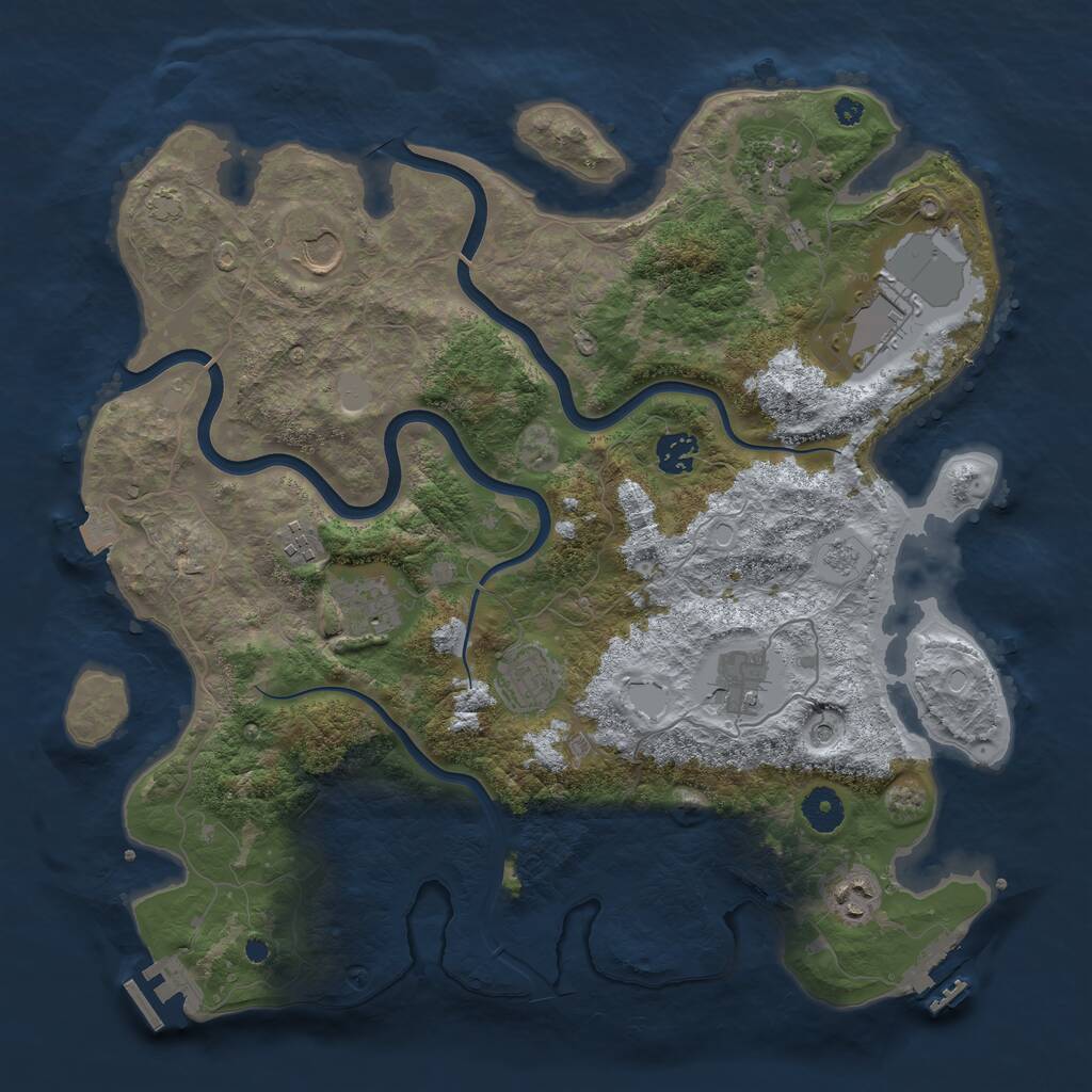 Rust Map: Procedural Map, Size: 3850, Seed: 392901720, 15 Monuments