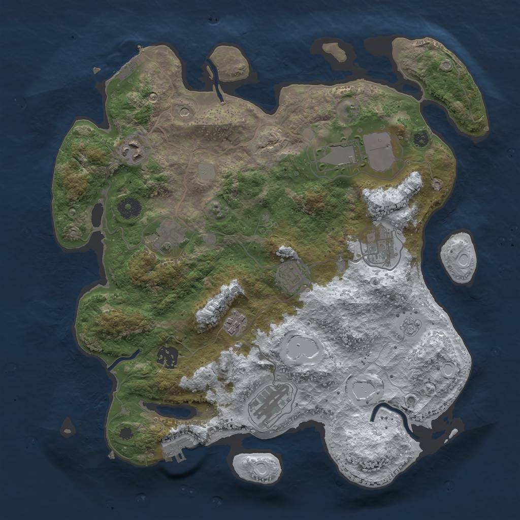Rust Map: Procedural Map, Size: 3500, Seed: 9514392, 17 Monuments