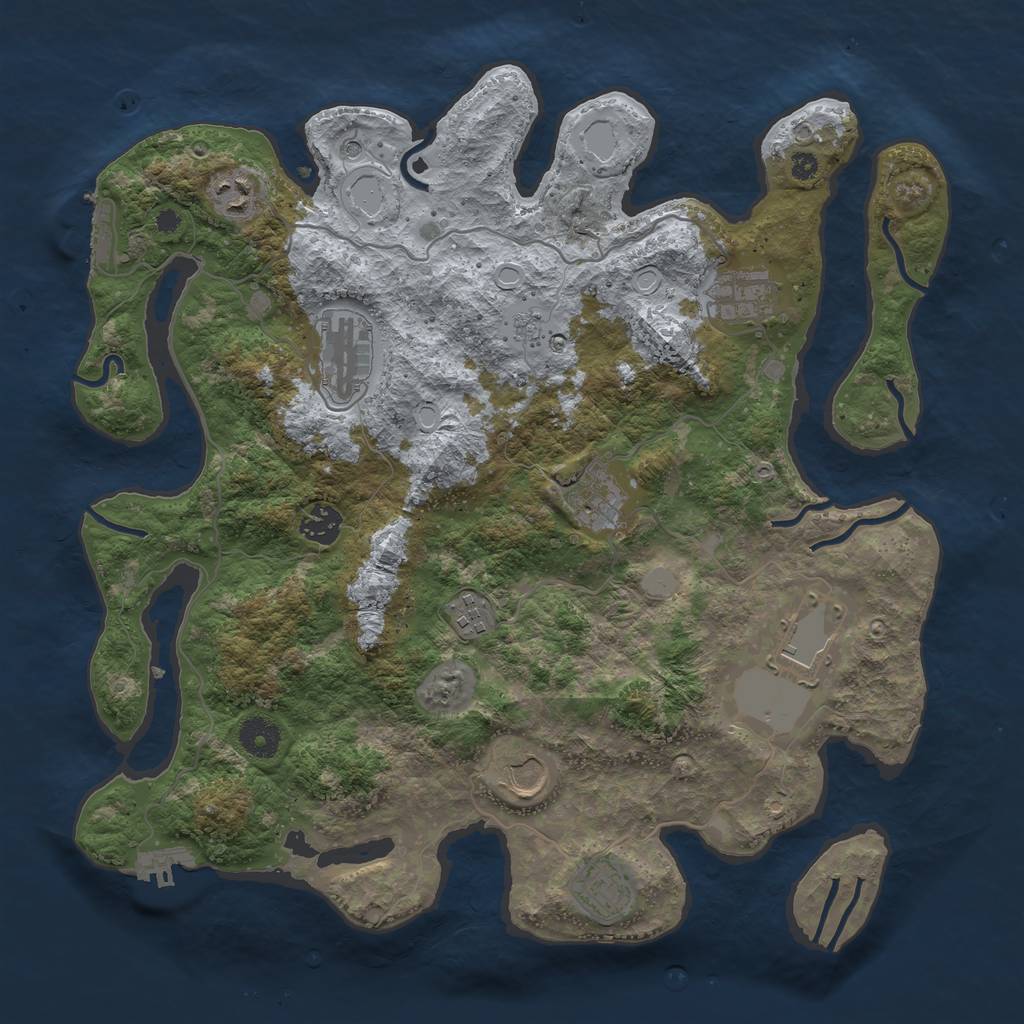 Rust Map: Procedural Map, Size: 3800, Seed: 21592, 18 Monuments