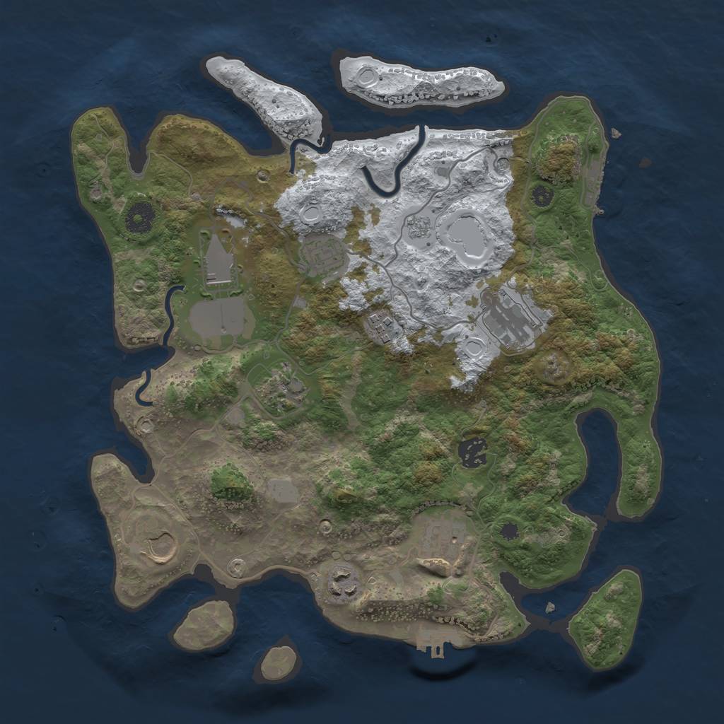 Rust Map: Procedural Map, Size: 3500, Seed: 10249643, 18 Monuments