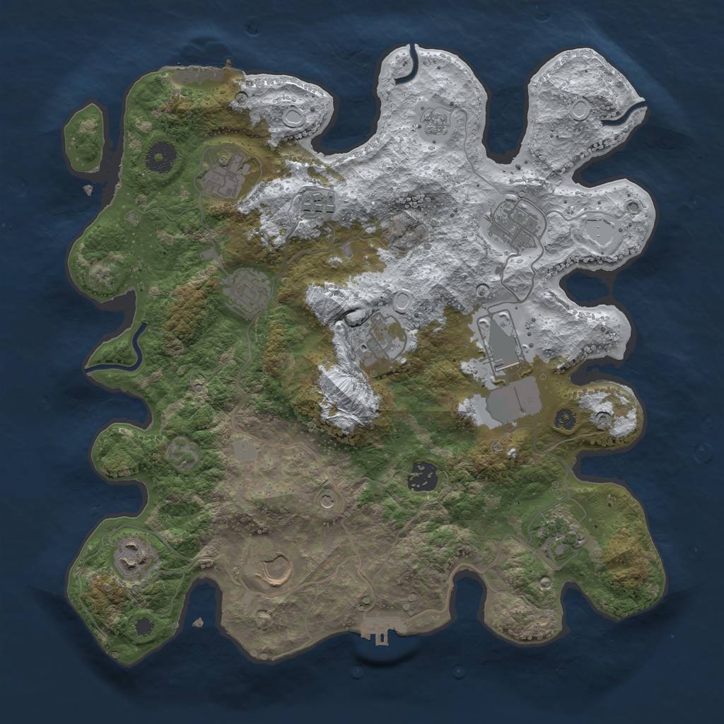Rust Map: Procedural Map, Size: 3500, Seed: 1623203, 19 Monuments