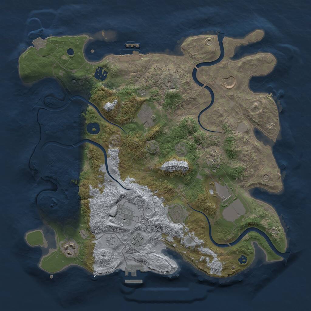 Rust Map: Procedural Map, Size: 3600, Seed: 1800510778, 15 Monuments