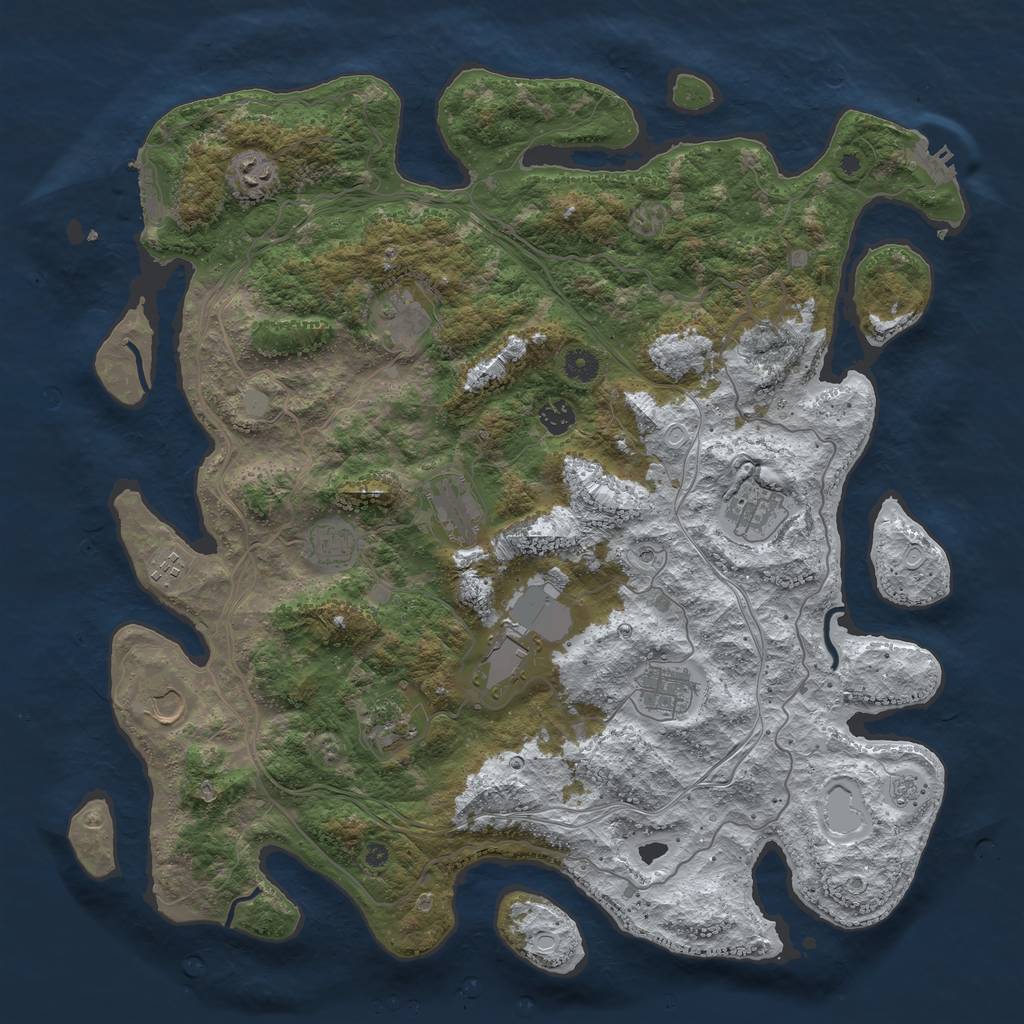 Rust Map: Procedural Map, Size: 4500, Seed: 236831598, 20 Monuments