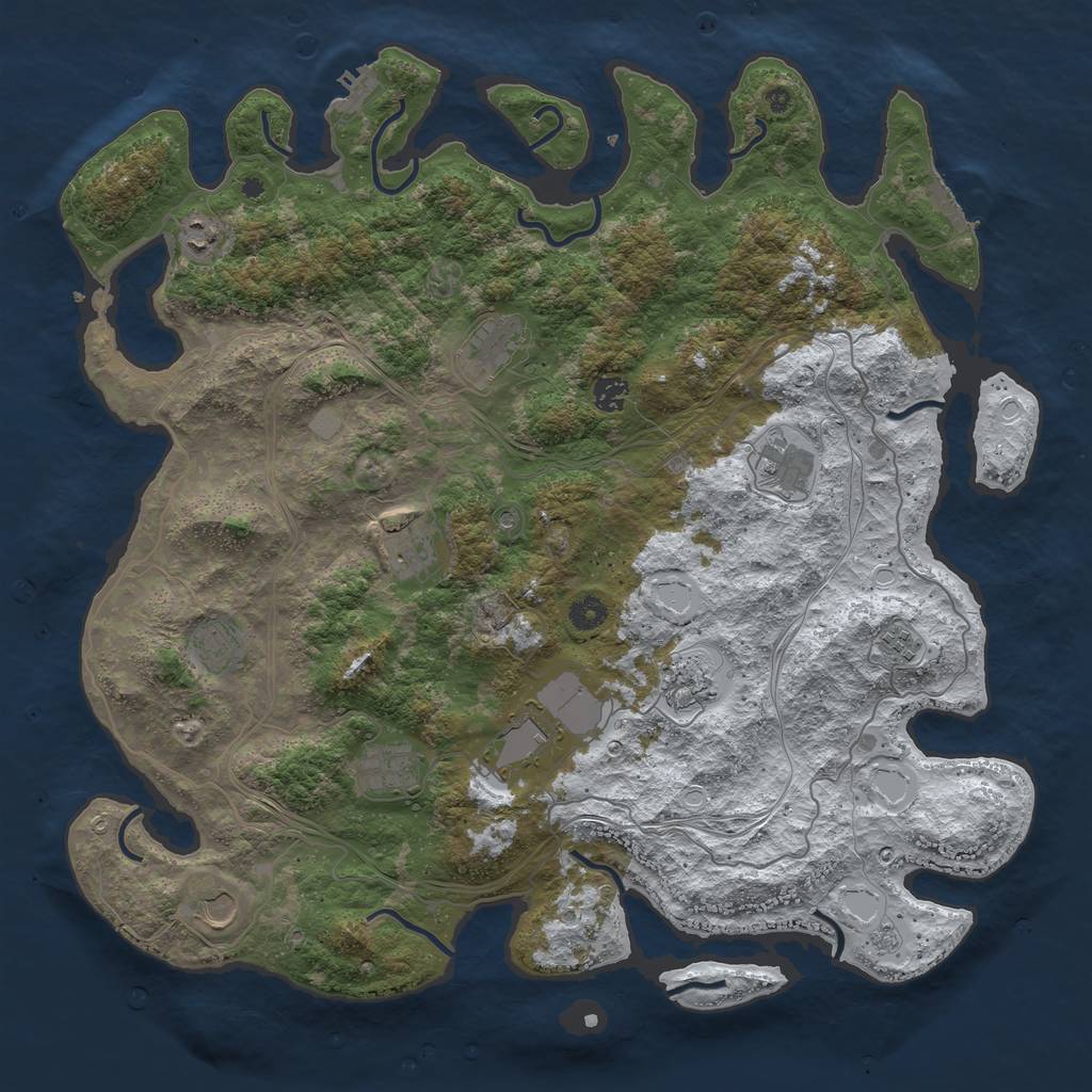Rust Map: Procedural Map, Size: 4500, Seed: 1244538456, 20 Monuments