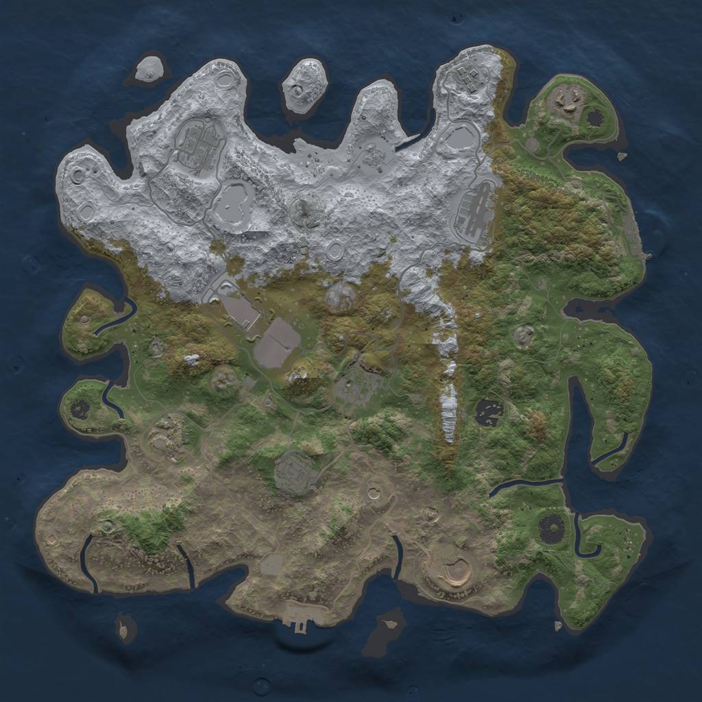 Rust Map: Procedural Map, Size: 3750, Seed: 507242156, 19 Monuments