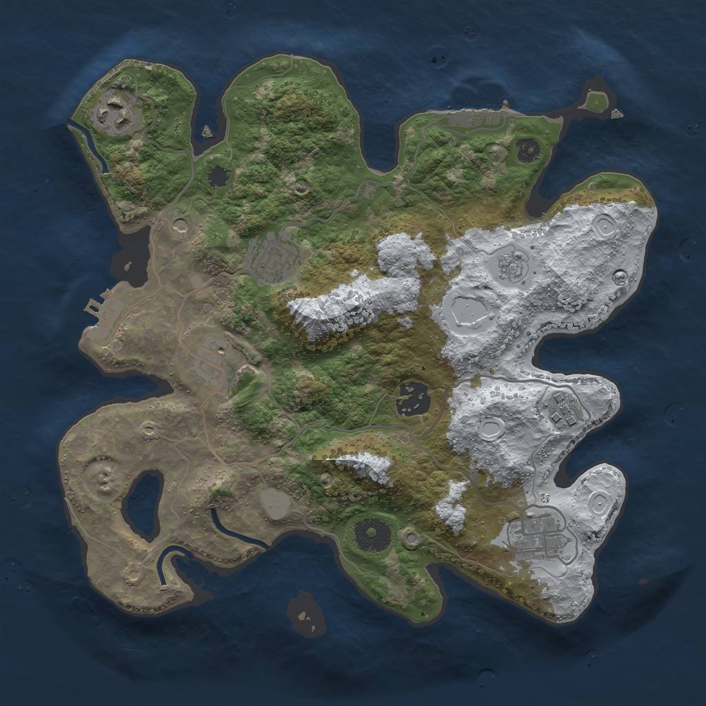 Rust Map: Procedural Map, Size: 3000, Seed: 1480686879, 15 Monuments
