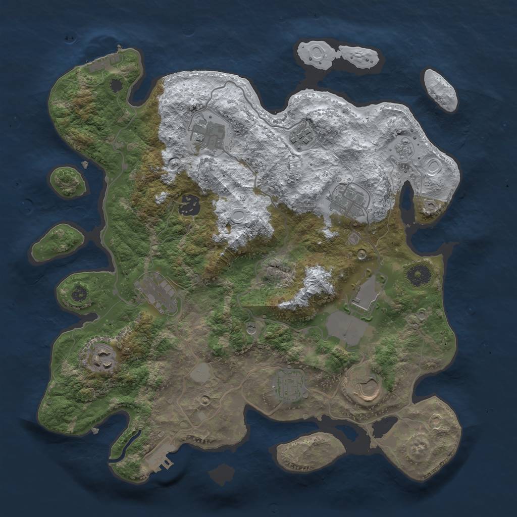 Rust Map: Procedural Map, Size: 3500, Seed: 10245432, 18 Monuments