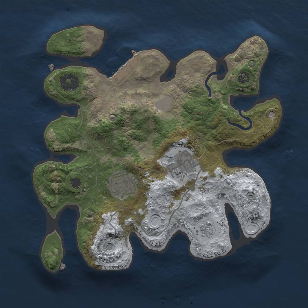 Rust Map: Procedural Map, Size: 2500, Seed: 98172342, 10 Monuments