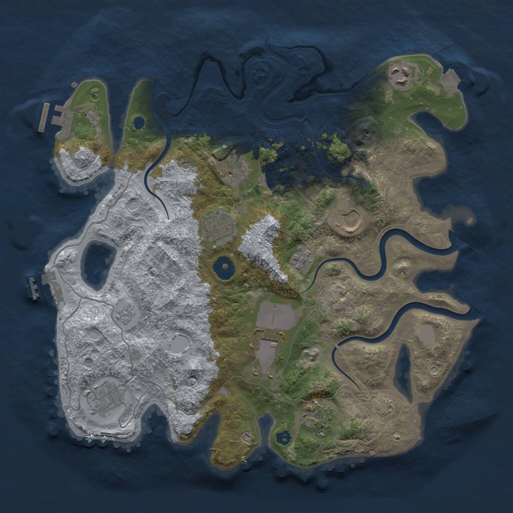 Rust Map: Procedural Map, Size: 3500, Seed: 1556451, 14 Monuments