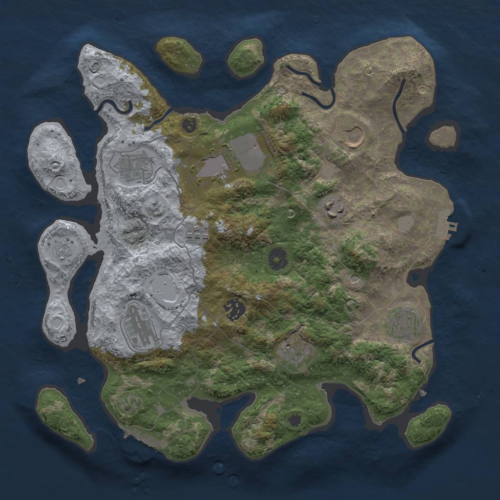 Rust Map: Procedural Map, Size: 3500, Seed: 498082214, 18 Monuments