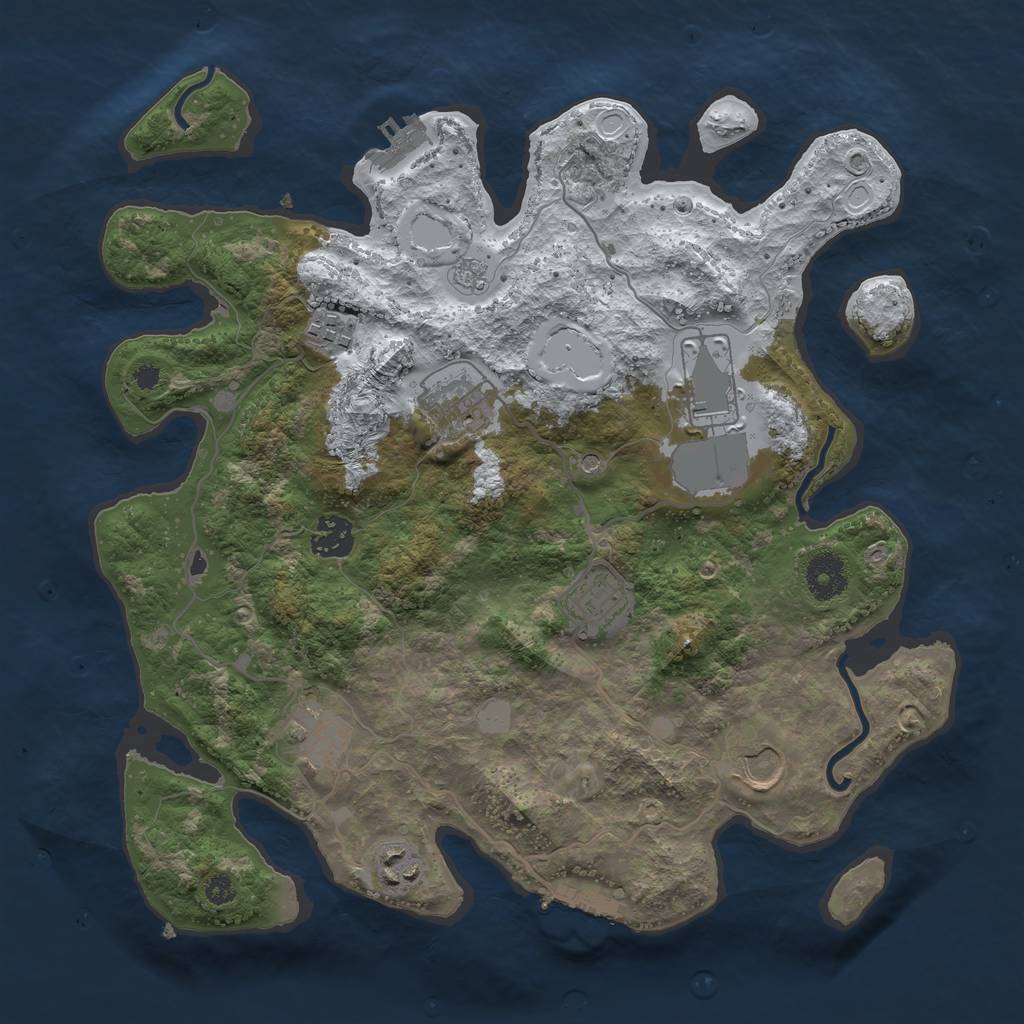 Rust Map: Procedural Map, Size: 3500, Seed: 1353272178, 17 Monuments