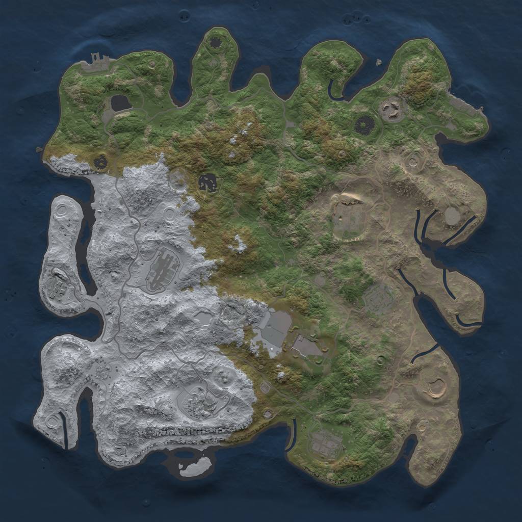 Rust Map: Procedural Map, Size: 4000, Seed: 6496, 19 Monuments