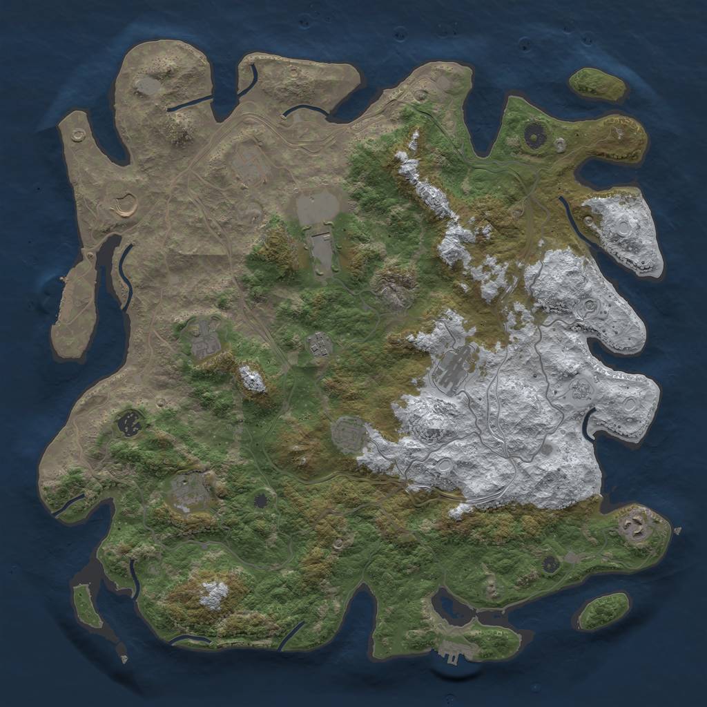 Rust Map: Procedural Map, Size: 4500, Seed: 334074777, 19 Monuments