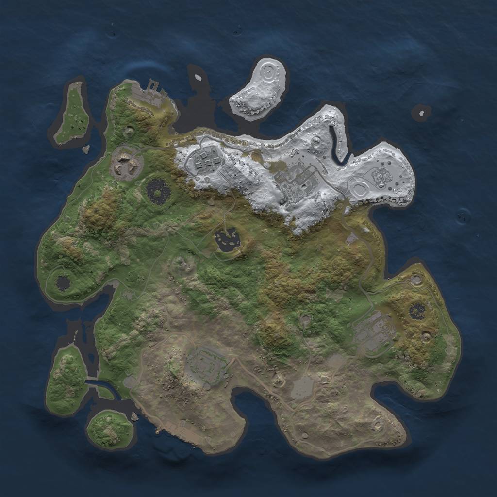 Rust Map: Procedural Map, Size: 3000, Seed: 10102, 14 Monuments