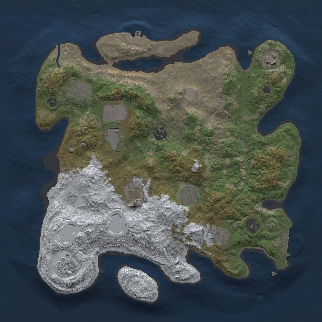 Rust Map: Procedural Map, Size: 3500, Seed: 3561471, 17 Monuments
