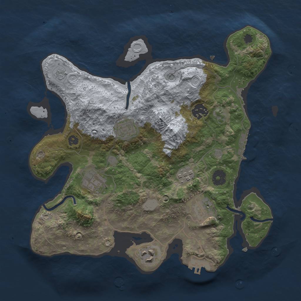 Rust Map: Procedural Map, Size: 3000, Seed: 2390, 15 Monuments