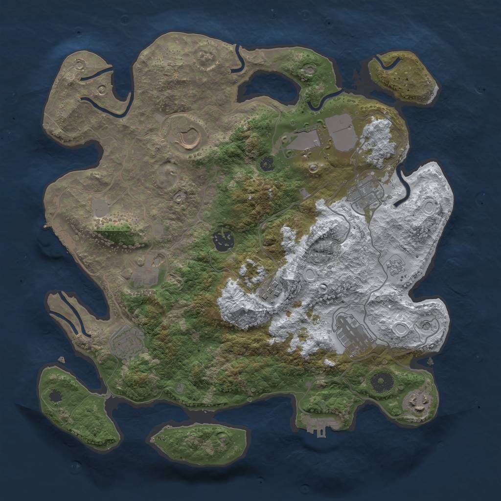 Rust Map: Procedural Map, Size: 3500, Seed: 111220066, 18 Monuments
