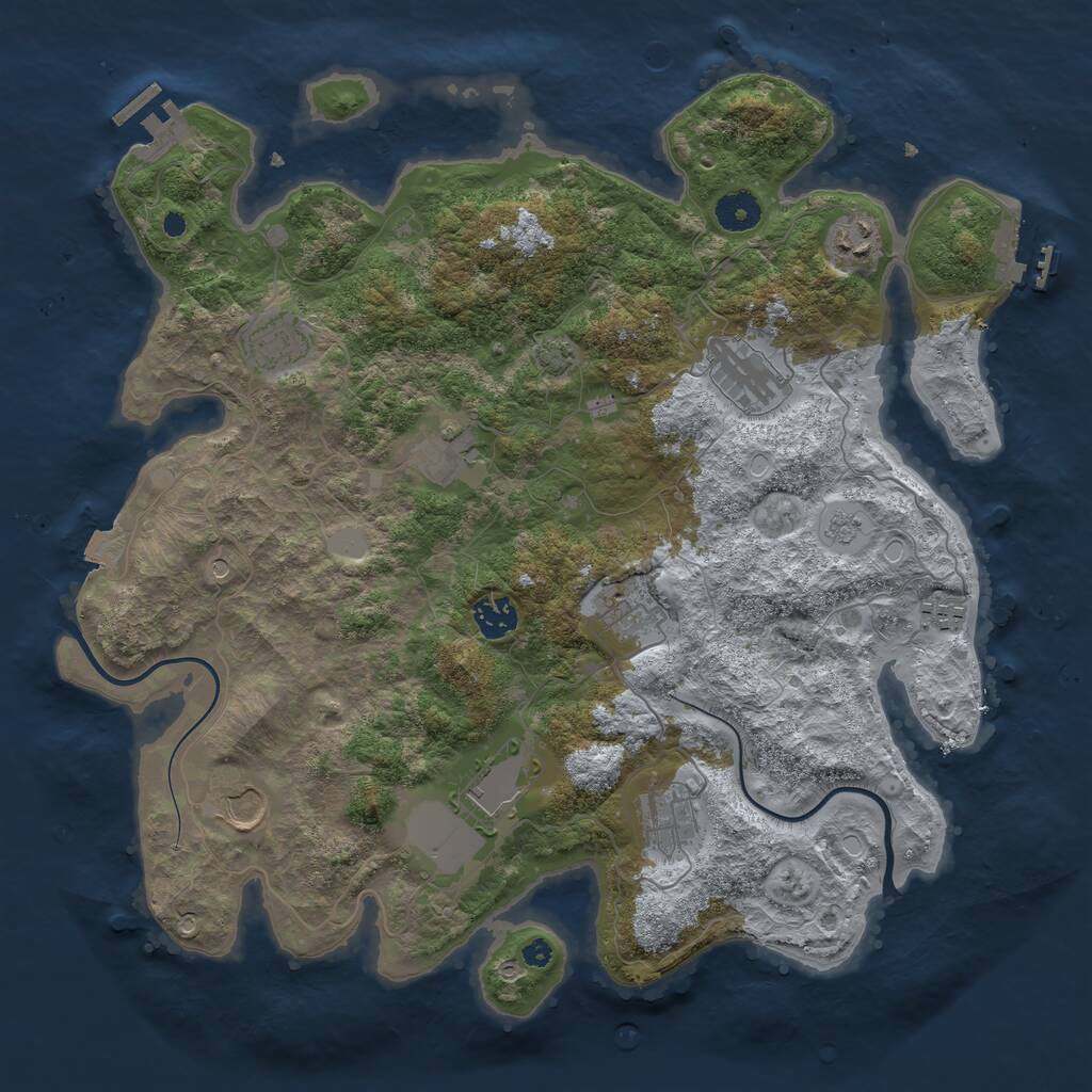 Rust Map: Procedural Map, Size: 3850, Seed: 890653611, 16 Monuments